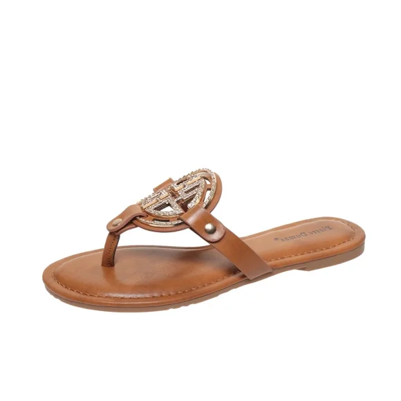 Women's Tan Embellished Thong Sandals - Picture 4 of 4